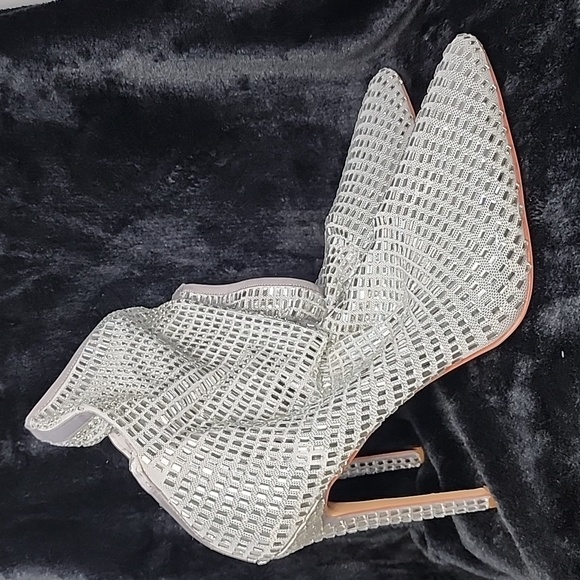 Azalea Wang White Embellished Stilleto Bootie 8.5/9 - Picture 4 of 11